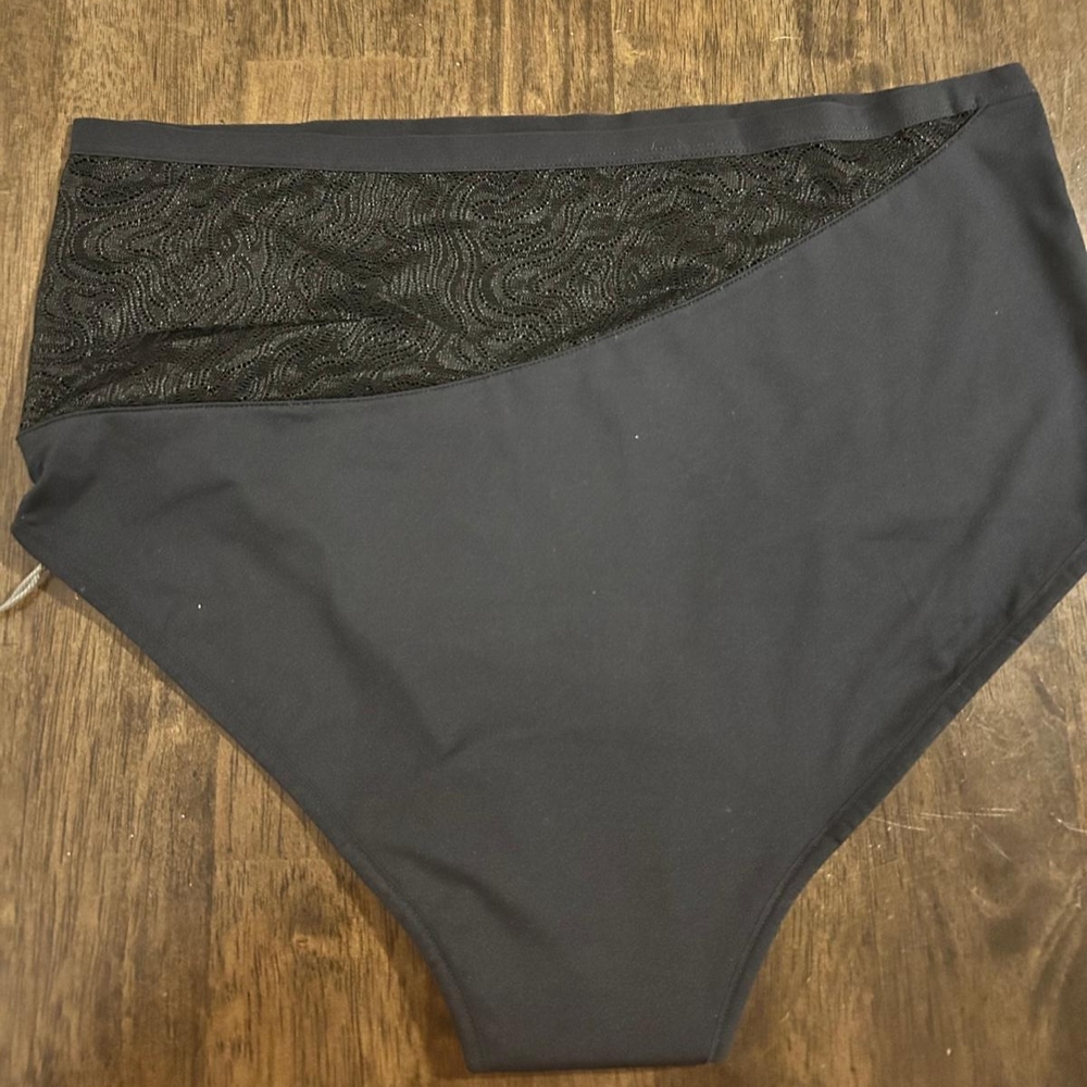 Saalt Black Lace Trim High Waist Panties
